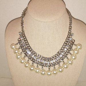 Vintage Pearl and Rhinestone Statement Choker Necklace